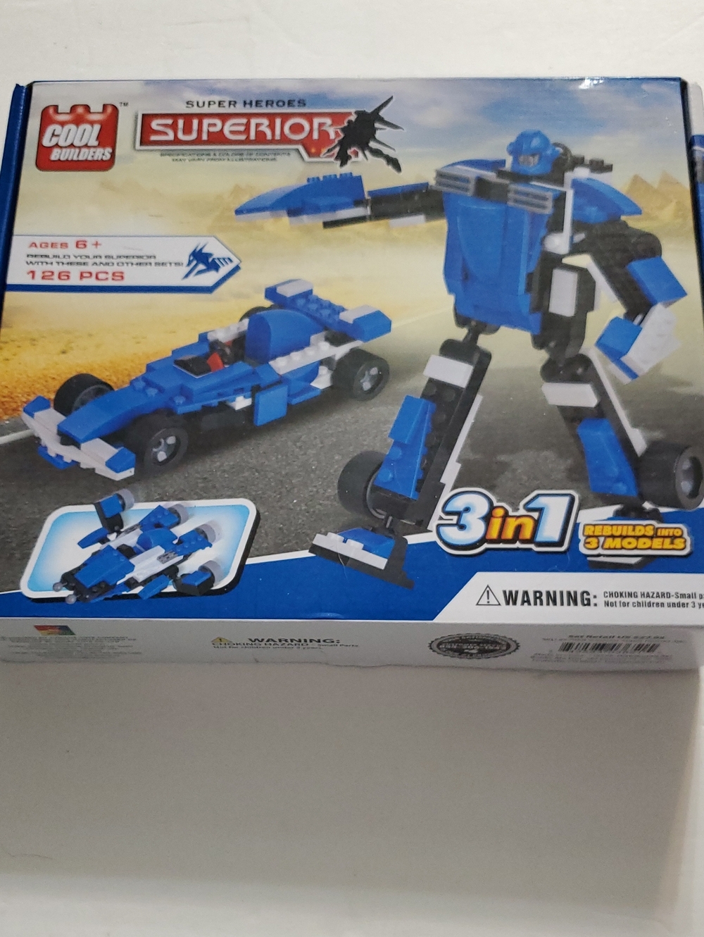 3-in-1 Blue and White Kids Building Set - Cool Builders